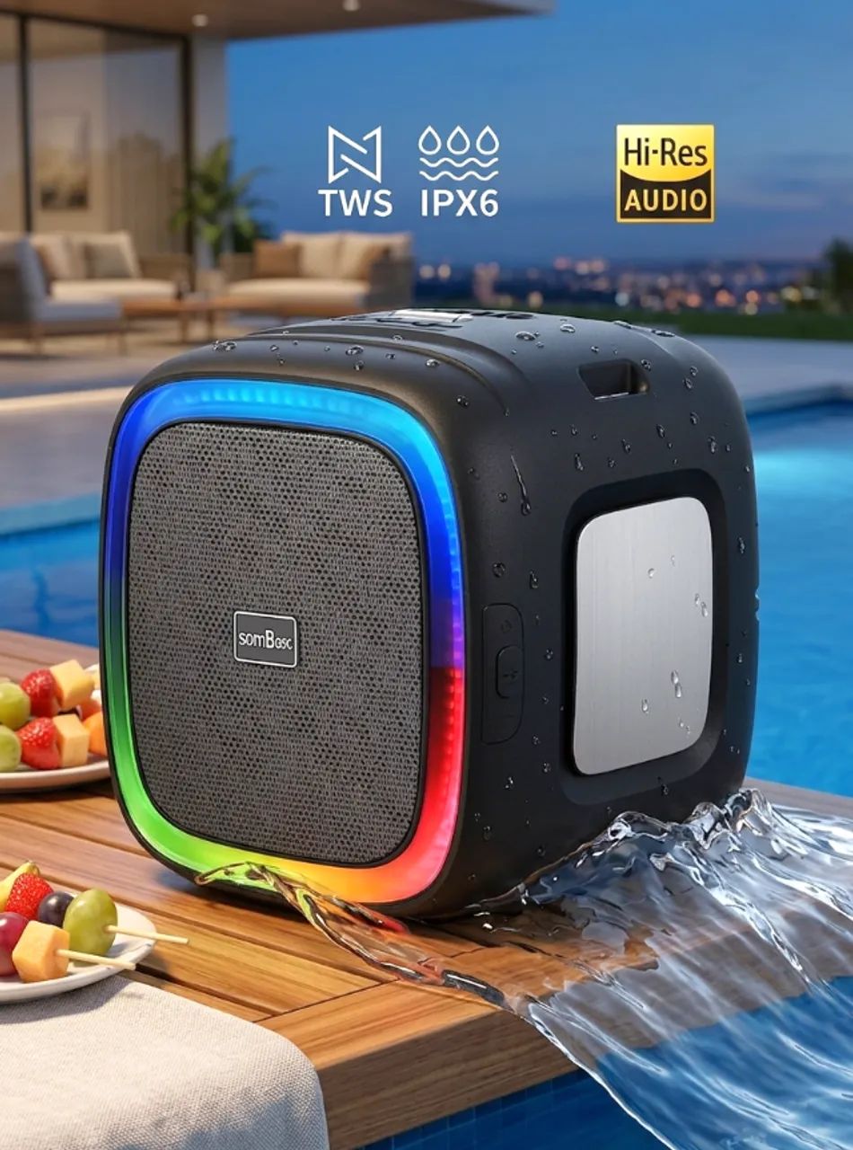 Caixa de Som Bluetooth Portátil SomBox 200W RMS com RGB + Microfone - Foto 2