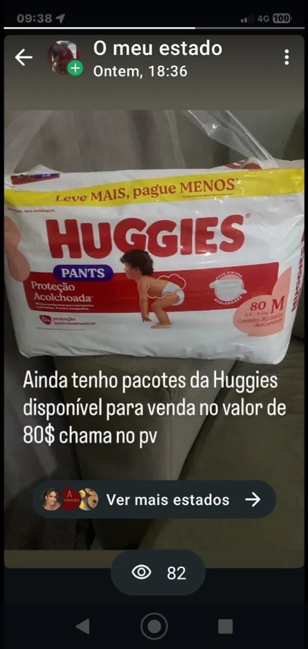 5 fraldas 80 reais cada . 