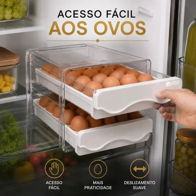 Caixa De Armazenamento De 32 Ovos De Cozinha De Duas Camadas - Foto 4