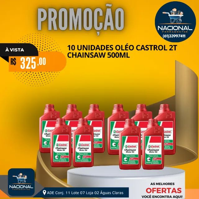 Óleo para Roçadeira Kit com 10 und Oléo Castrol 2T Chainsaw 500ML