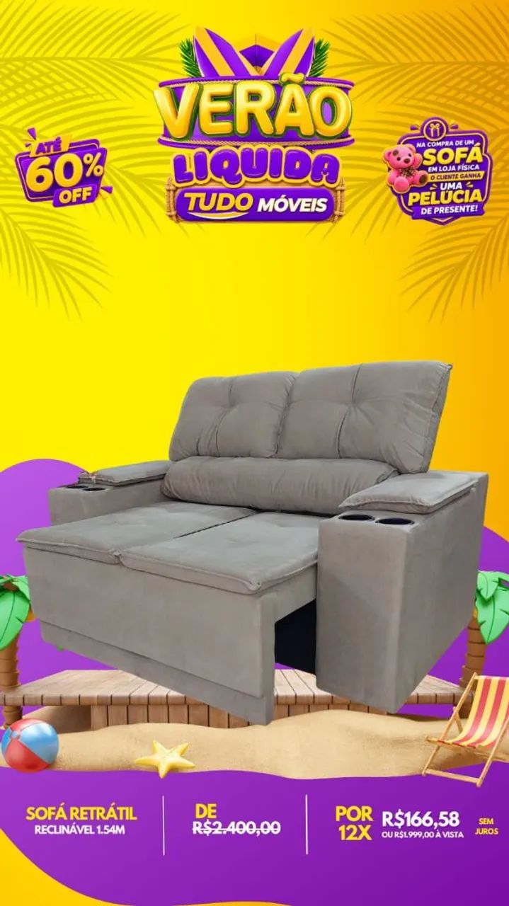 SOFA RETRÁTIL E RECLINÁVEL COM PORTA-COPOS E ENTRADA USB INTEGRADO.