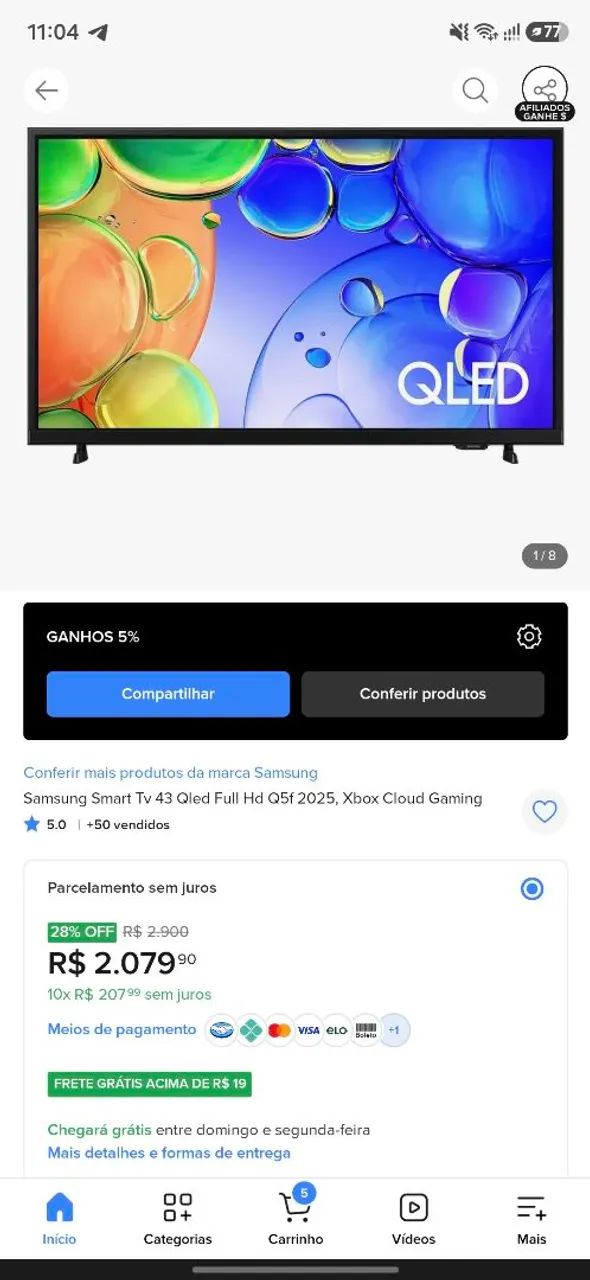 Vendo tv Samsung 43 polegadas pra sair hoje! - Foto 2