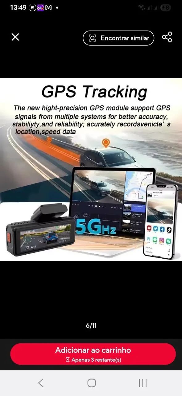 Cãmera dupla veicular 4k+2,5k com GPS - Foto 2