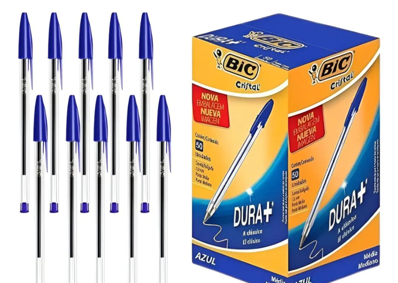 Kit com 10 canetas Big cristal azul  - Foto 3