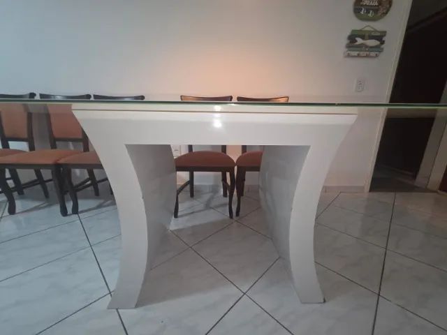 Mesa de Jantar Retangular Vidro 6 cadeiras - Foto 3