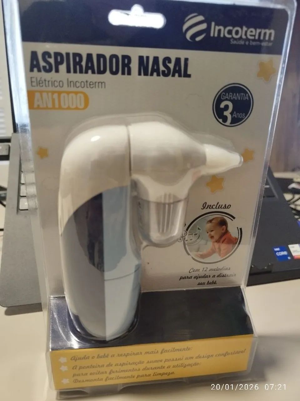 Aspirador nasal com música para bebês - novo e sem uso