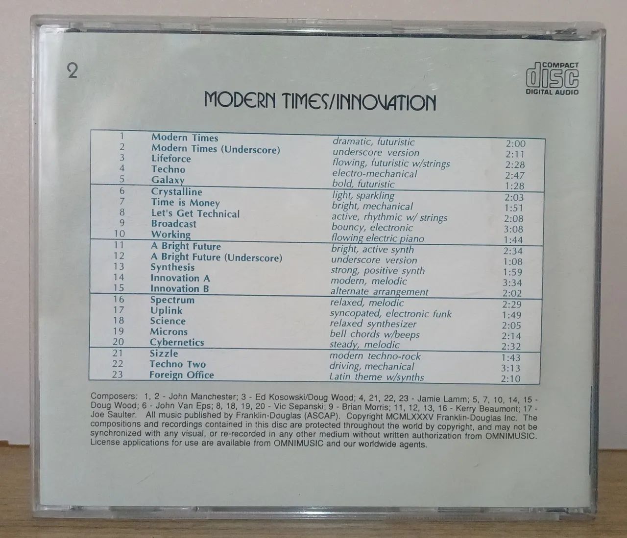 CD omnimusic modern times/innovation 1985 - Foto 5