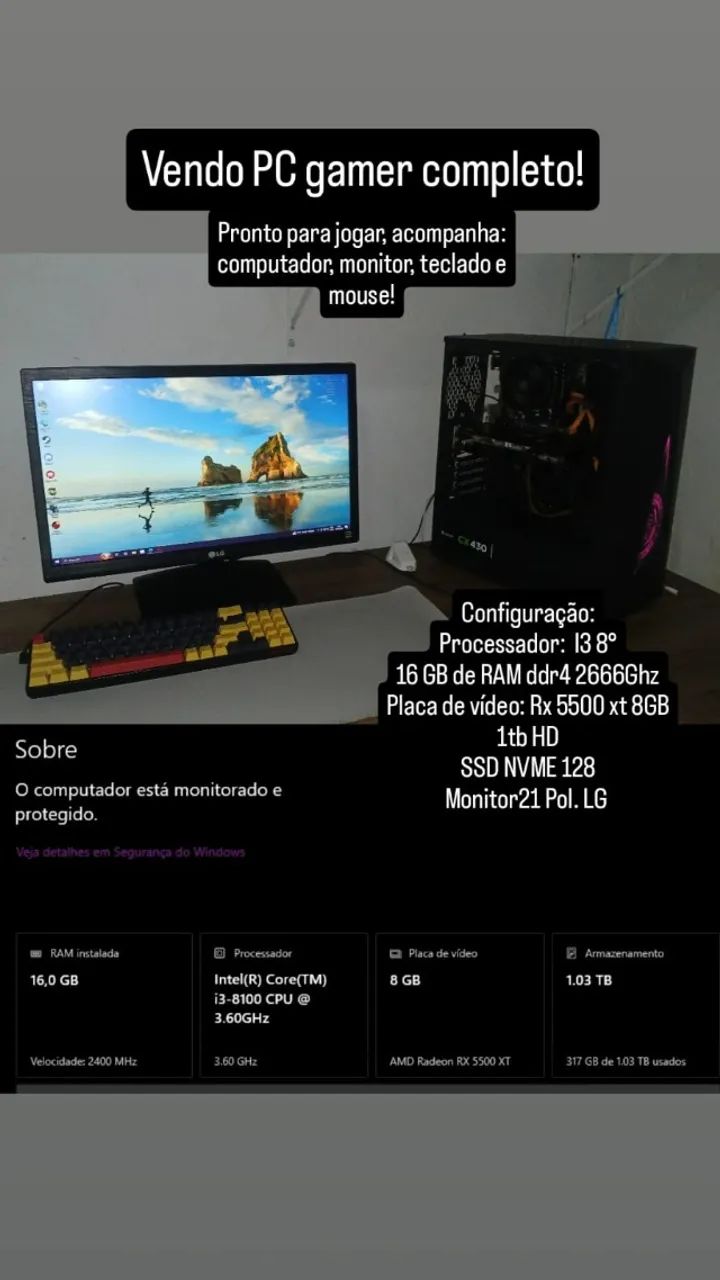 Setup/Pc Gamer Completo 