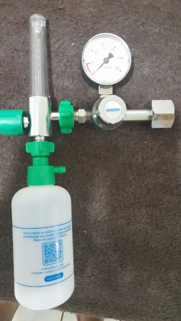 conjunto regulador de oxigênio medicinal com fluxômetro e umidificador - Foto 3