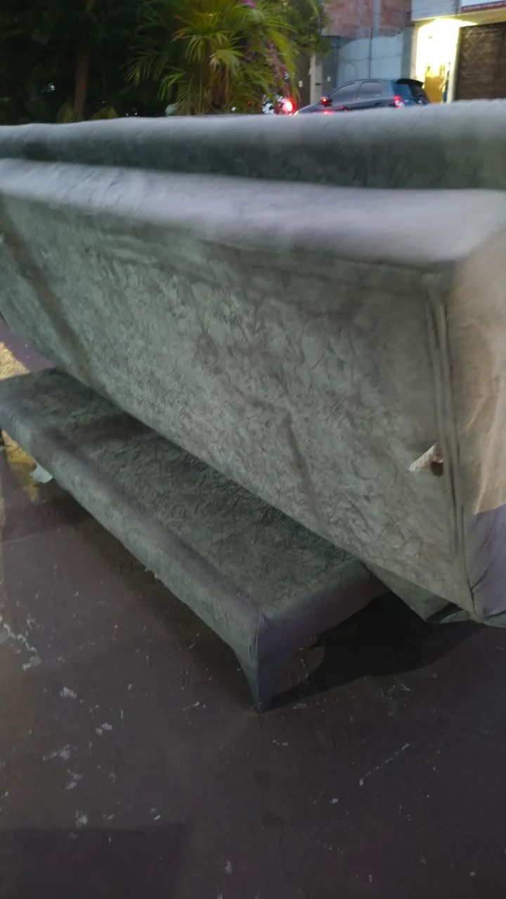 Sofa cama classico 4 lugares em camurça cinza