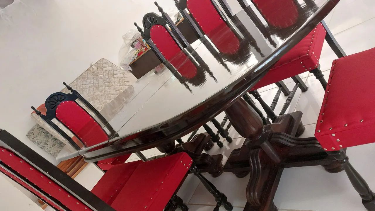 Mesa jantar estilo colonial mogno - Foto 3