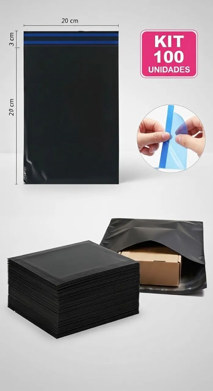 100 Envelope de Segurança Embalagem Envio 20x20