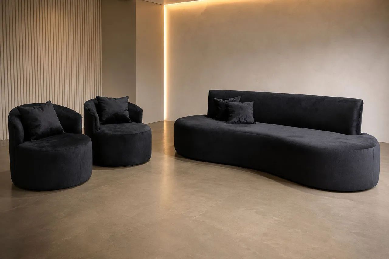 Jogo em suede preto 