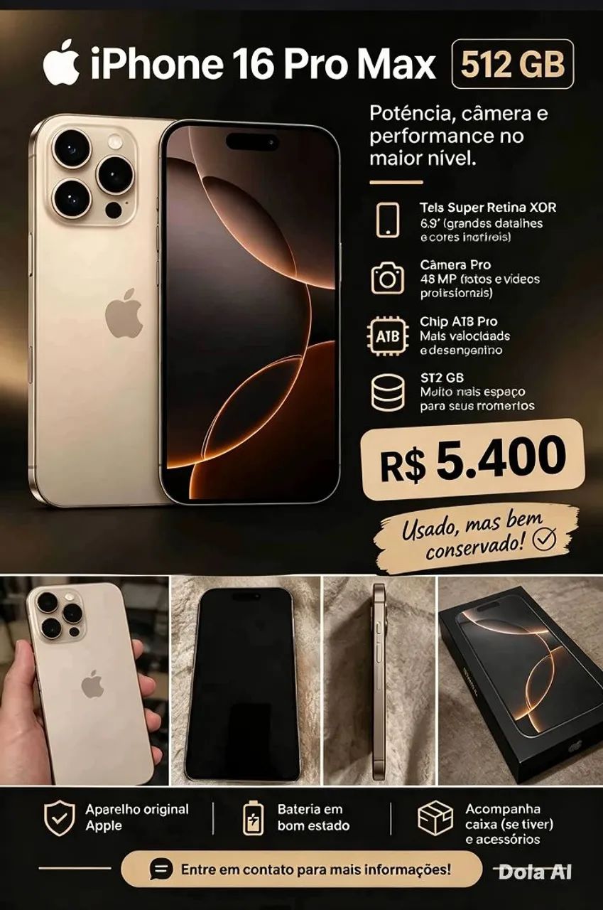 iPhone 16 Pro Max 512 GB - Original Apple - Bem Conservado