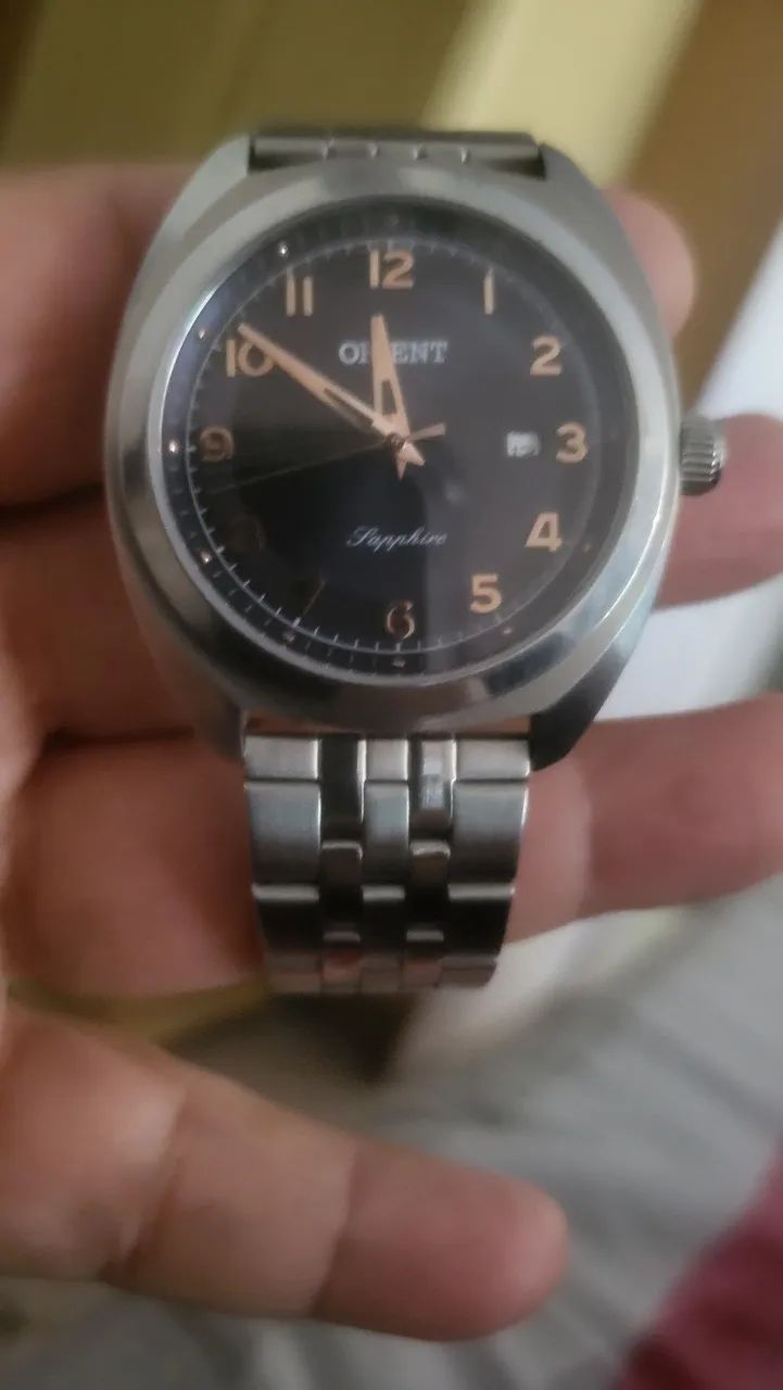 Raro relógio oriente quartzo 40 mm de caixa vidro em Saphira  - Foto 3