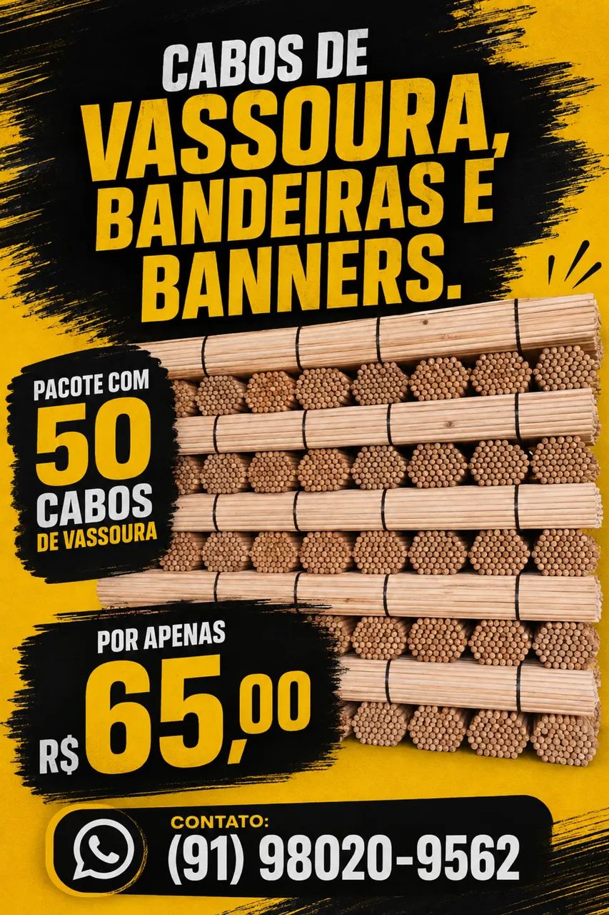 Cabos de vassoura Para bandeira e banner 