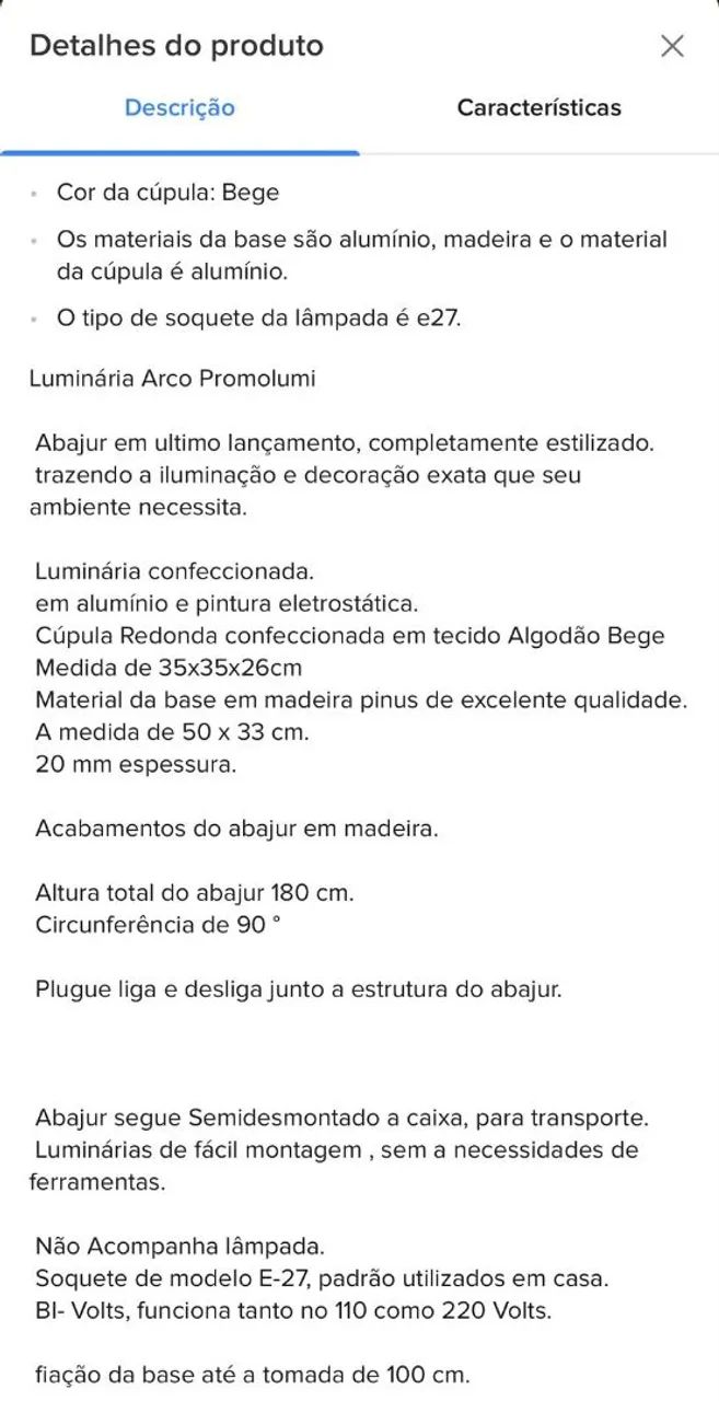 Luminária Arco Promolumi Bege - Foto 2