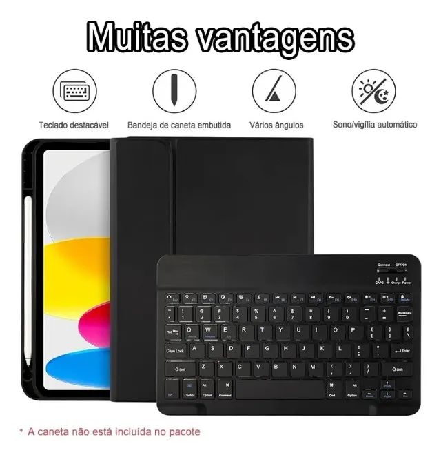 Capa Teclado Abnt Iluminado P/ Tablet Samsung Galaxy Tab S9 S9 Fe S10 Lite S10 Fe - Foto 4