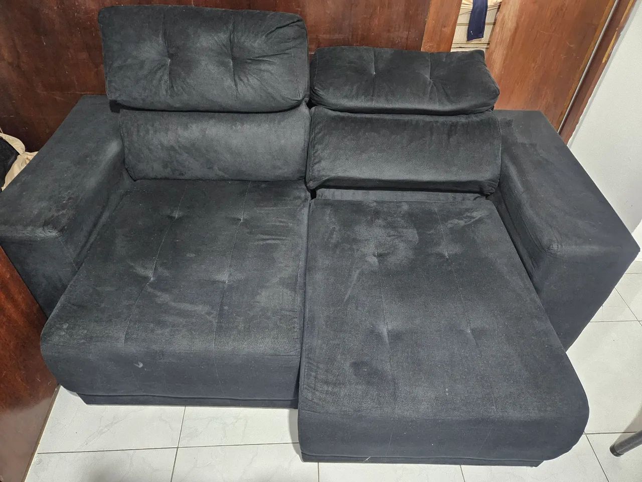 Sofá suede preto retratil - Foto 2