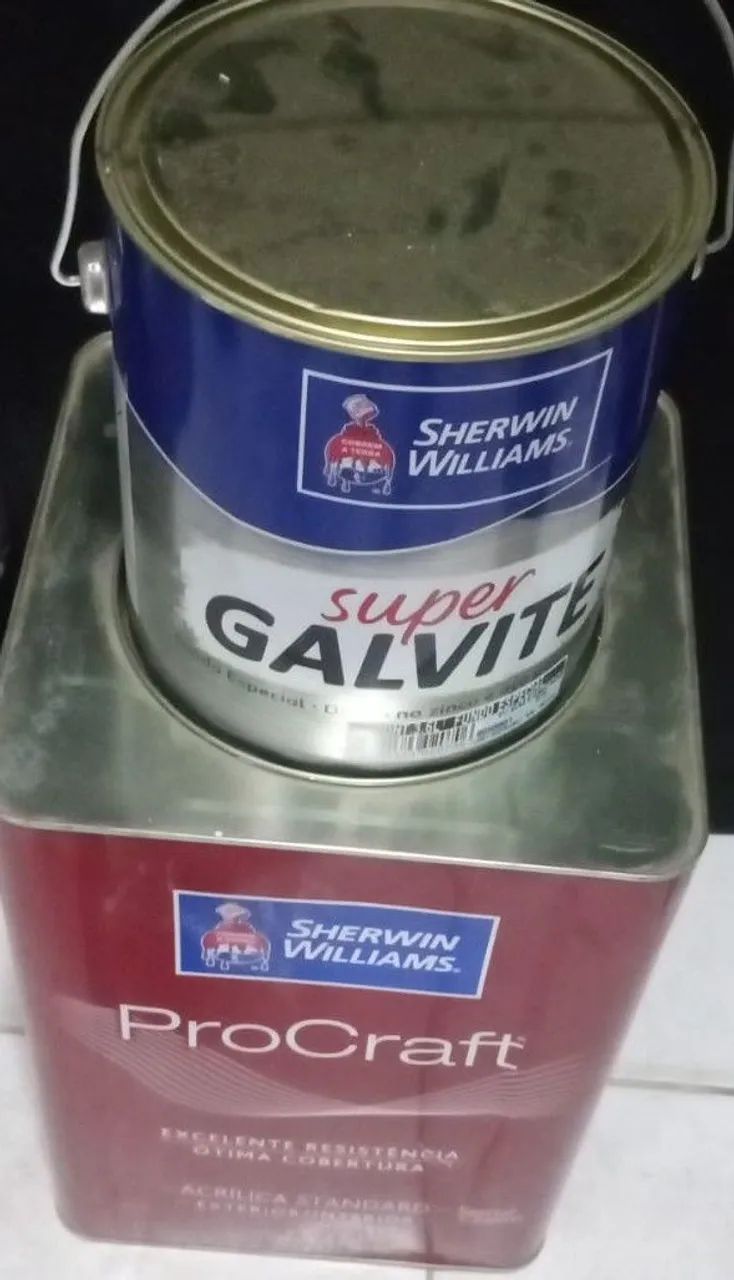 1 lata tinta branca 1 galão de galvite 