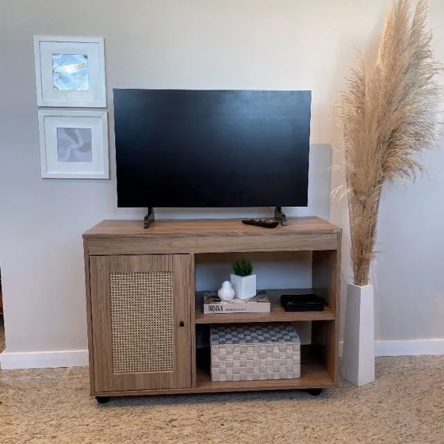 Rack para TV 42 Polegadas | Tela Palha 3D | Rodízios | Pronta Entrega - Foto 4