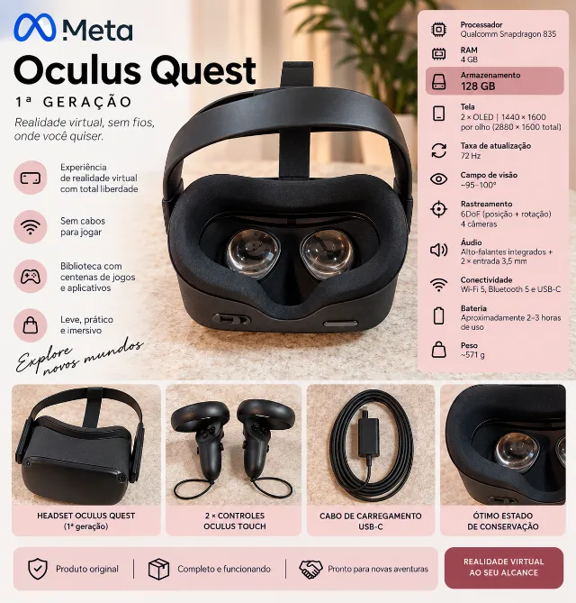 Oculus quest 2 128gb - Periféricos e Acessórios de Computador