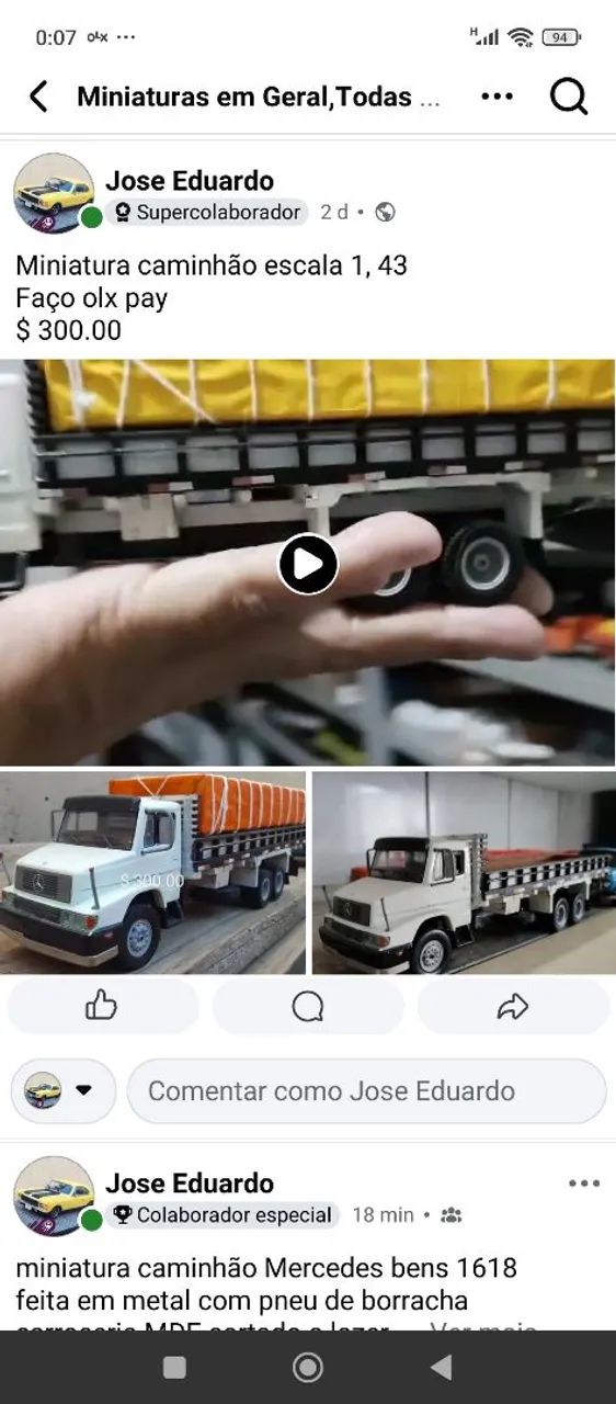 Replica caminhão escala 1, 43 