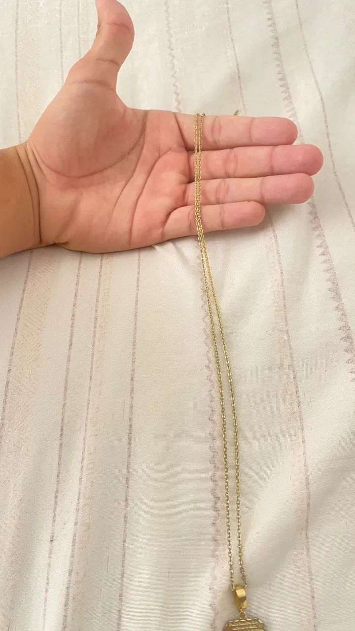 CORRENTE BANHADA a OURO 18k + pingente pai nosso - Foto 3