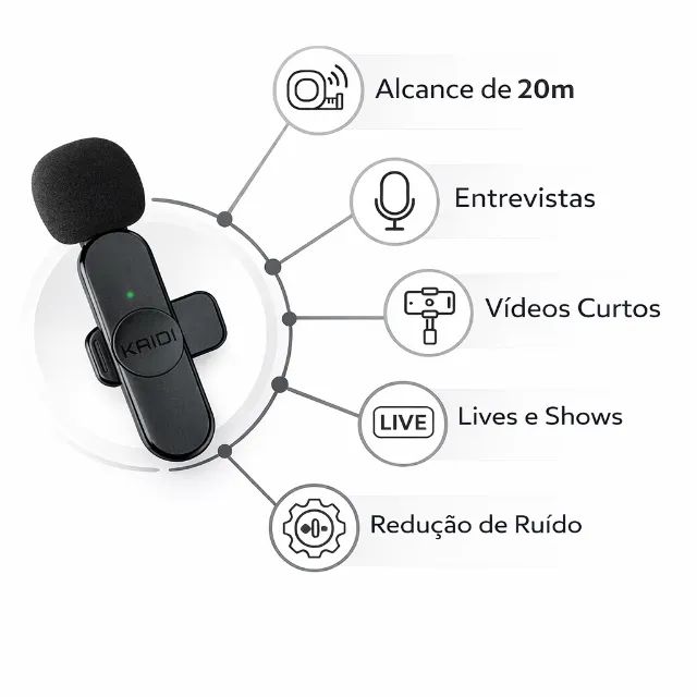 Microfone Lapela Kaidi KMF6-C - Foto 2