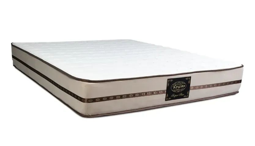 Cama Base Baú Bege/Branco e Colchão King Star 