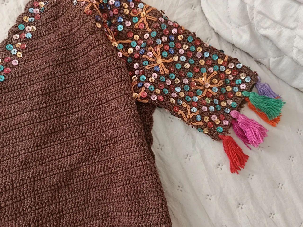 Croped crochê com lantejoulas - Foto 3