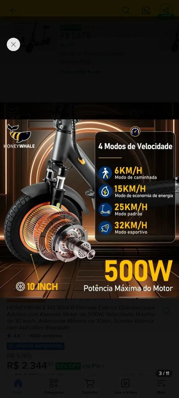  PATINETE ELÉTRICO COMPLETO NOVO - Foto 4