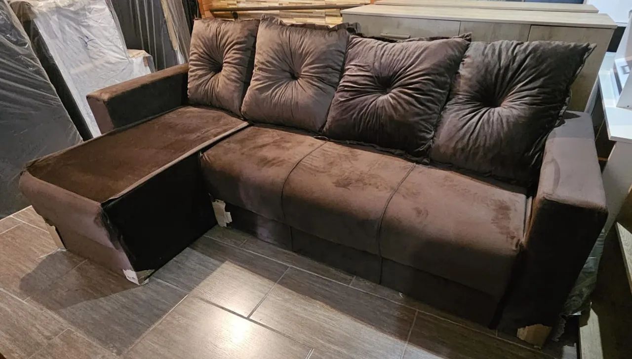 SOFÁ ESTOFADO SUEDE 4 LUGARES - NOVO / ENTREGAMOS  - Foto 2
