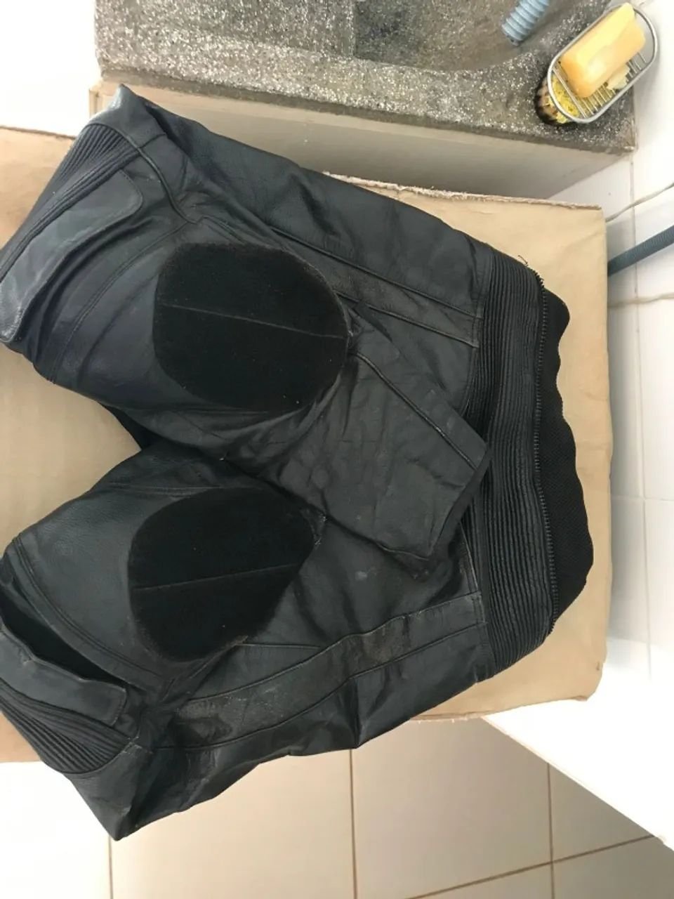 Calça motociclista couro