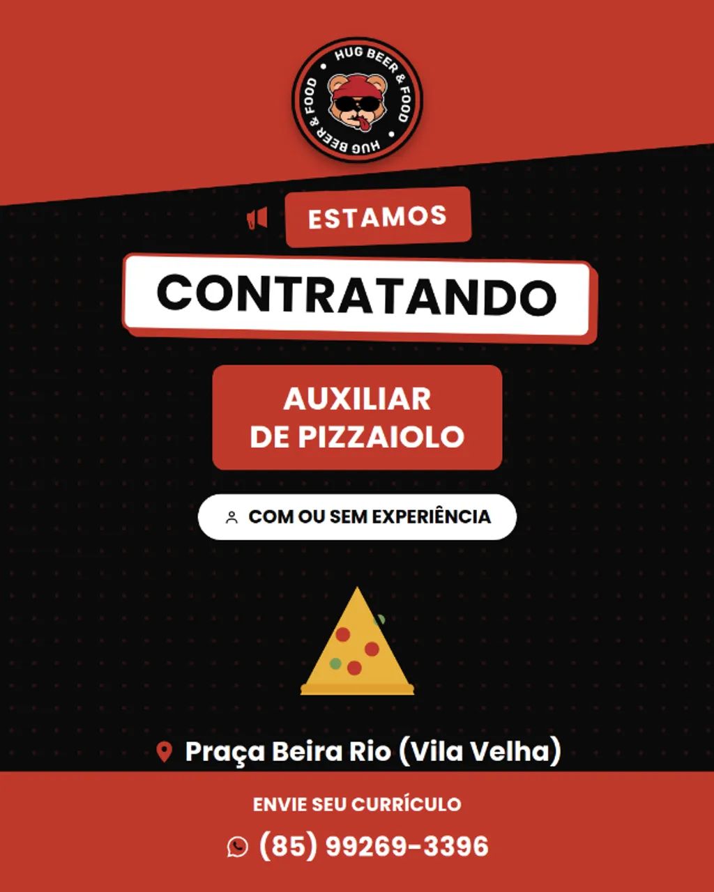 AUXILIAR DE PIZZAIOLO - COM OU SEM EXPERIÊNCIA