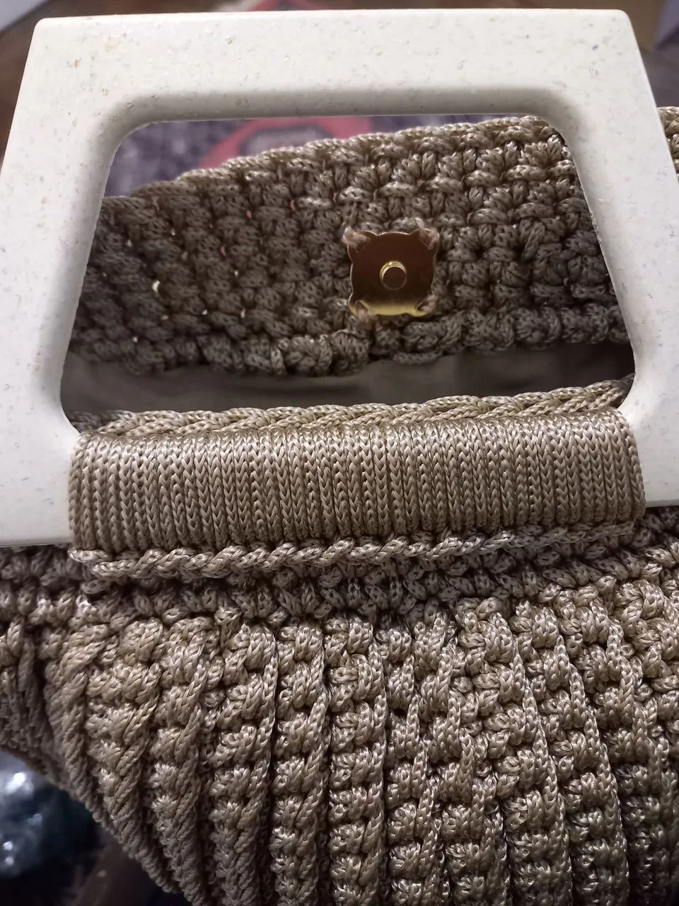 Bolsa em crochê cinza - Foto 4