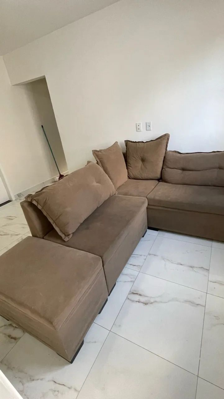 SOFÁ MODULAR DE CANTO BEGE - USADO - Foto 3