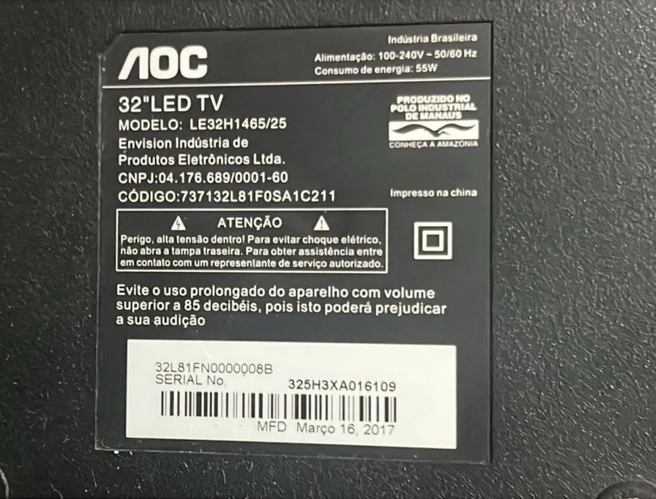 TV Led AOC 32 Polegadas - Tela Quebrada - Retirada - Foto 2
