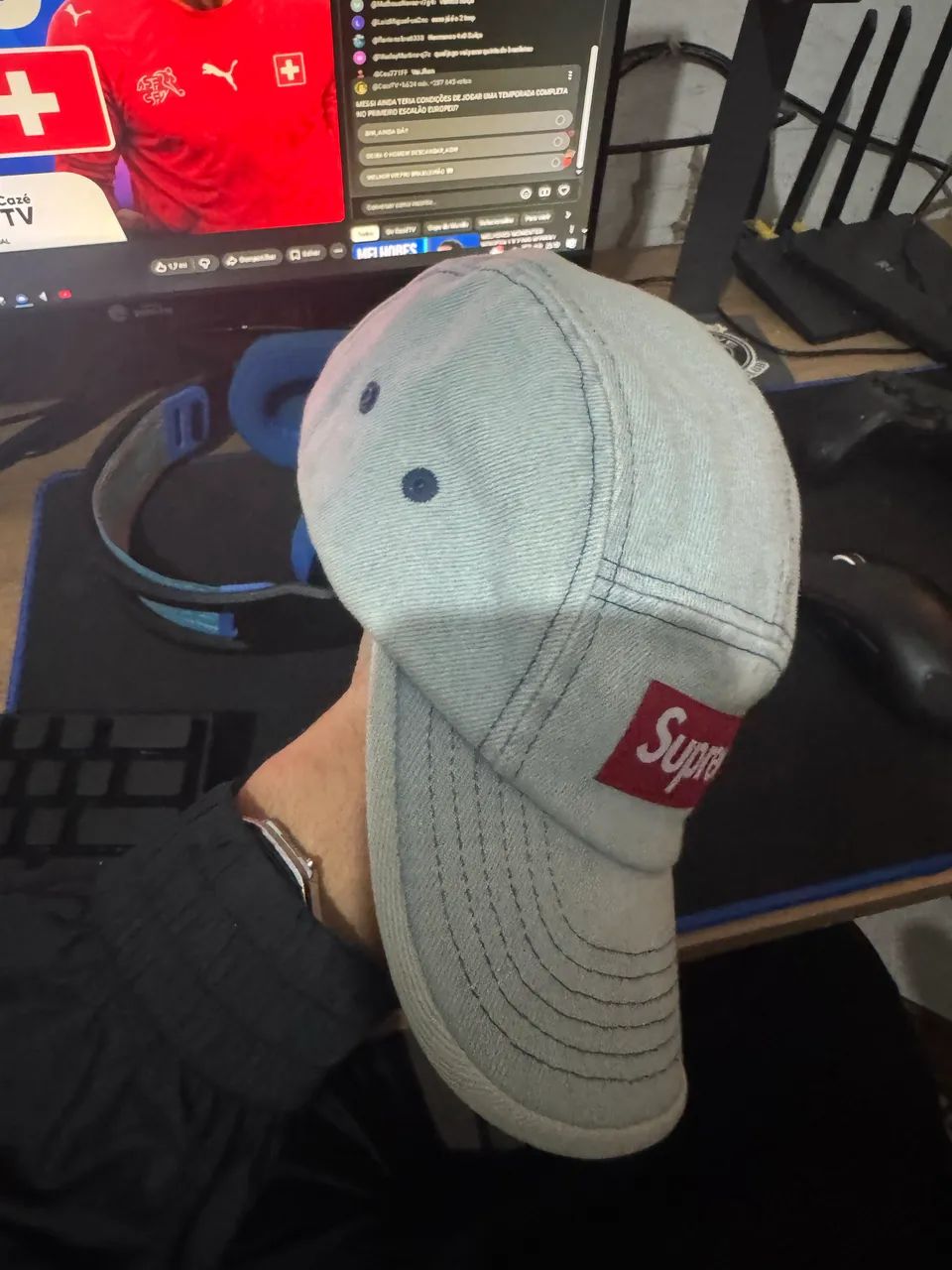 Boné Supreme 5 Panel Washed Canvas Camp Denim Jeans