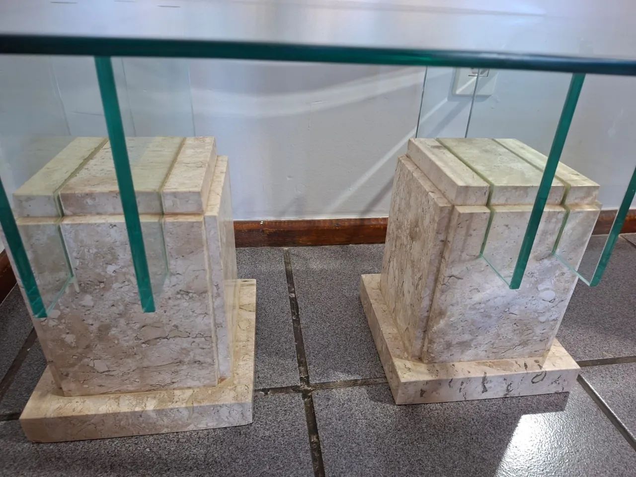 Mesa de centro de vidro com mármore  - Foto 3