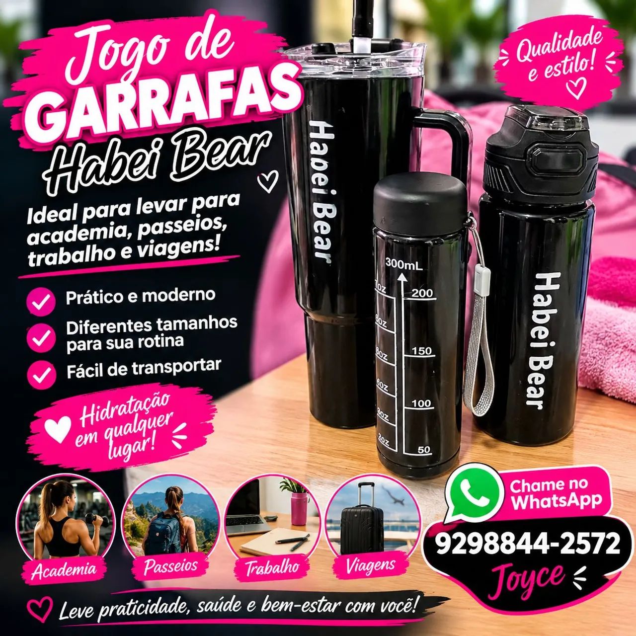 Jogos de garrafas com 03 peças 