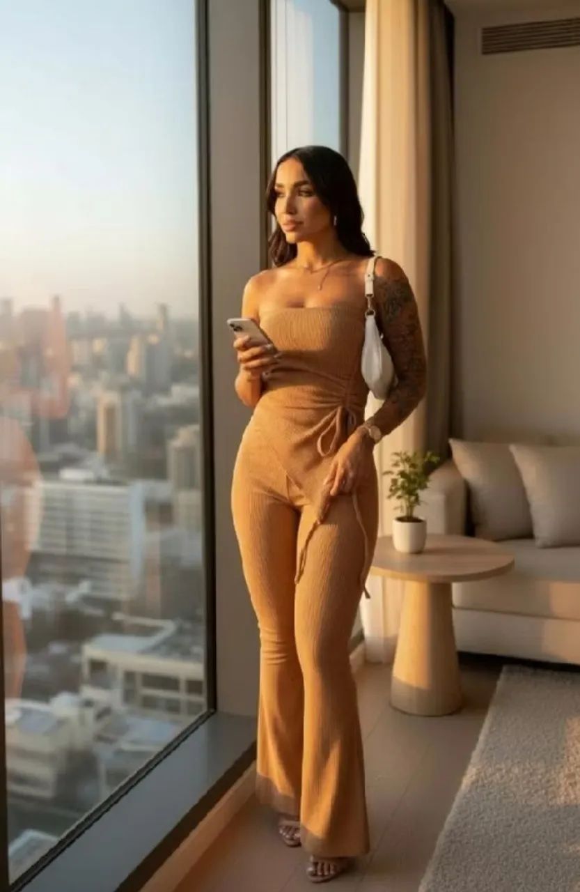 Conjunto tomara que caia calça flare canelado - Foto 3