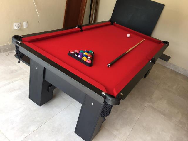 Mesa de Bilhar Quatro Pernas Tecido Vermelho Cor Preta Modelo TMP7898 - Foto 6