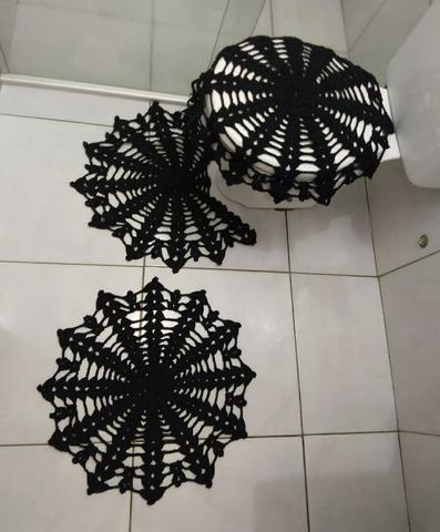 Tapete para banheiro em crochê kit 3 peças