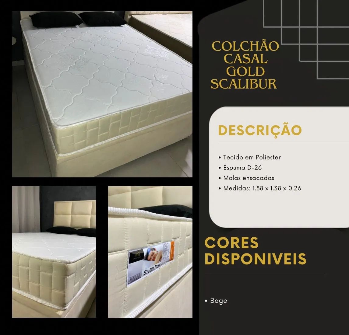 Conjunto Box casal Gold Scalibur Pocket - Foto 4