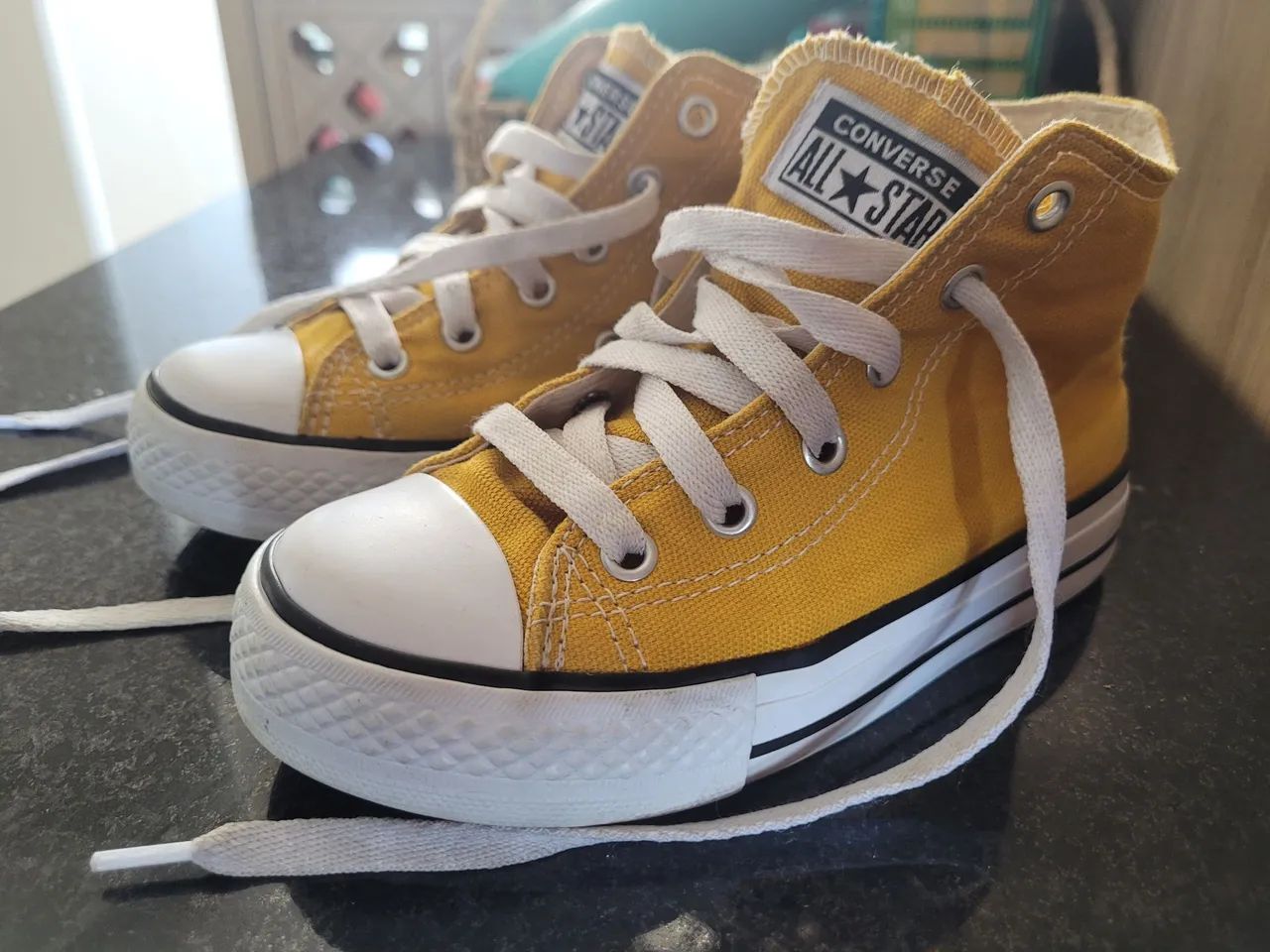 Tenis All Star infantil amarelo cano longo Calcados Parque Iracema Fortaleza 1330097872 OLX