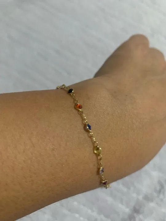 Pulseira de ouro com pedrinhas - Foto 2