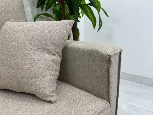 Sofá 2 lugares Slim 1.40m Linho Bege Até 12x S/ Juros  - Foto 3