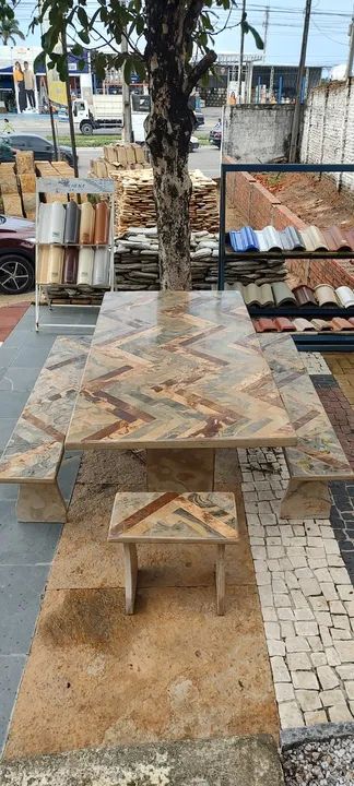 Mesa Retangular de Pedra  Cariri Filetada