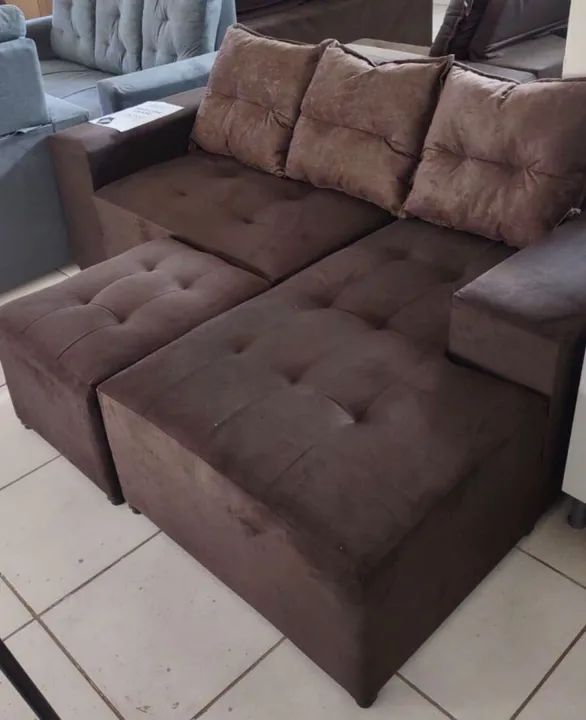 Sofá de canto com Chaise com puff $750,00 novo entrega grátis - Foto 3